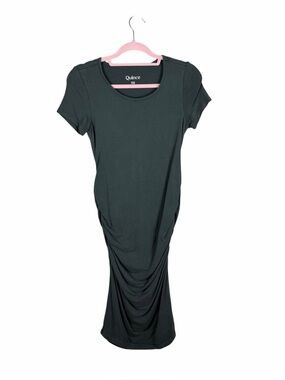 Quince TENCEL™ Lyocell Ruched Midi Dress Dark Green XS